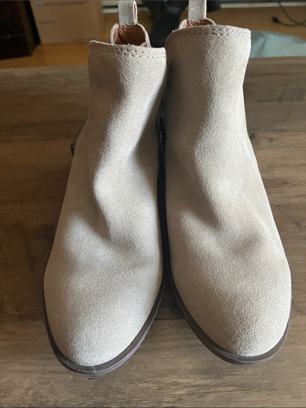 Women’s Suede Chelsea Ankle Boots in Light Beige